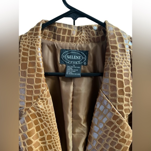 Vintage animal print brown crocodile blazer jacket - Picture 3 of 5